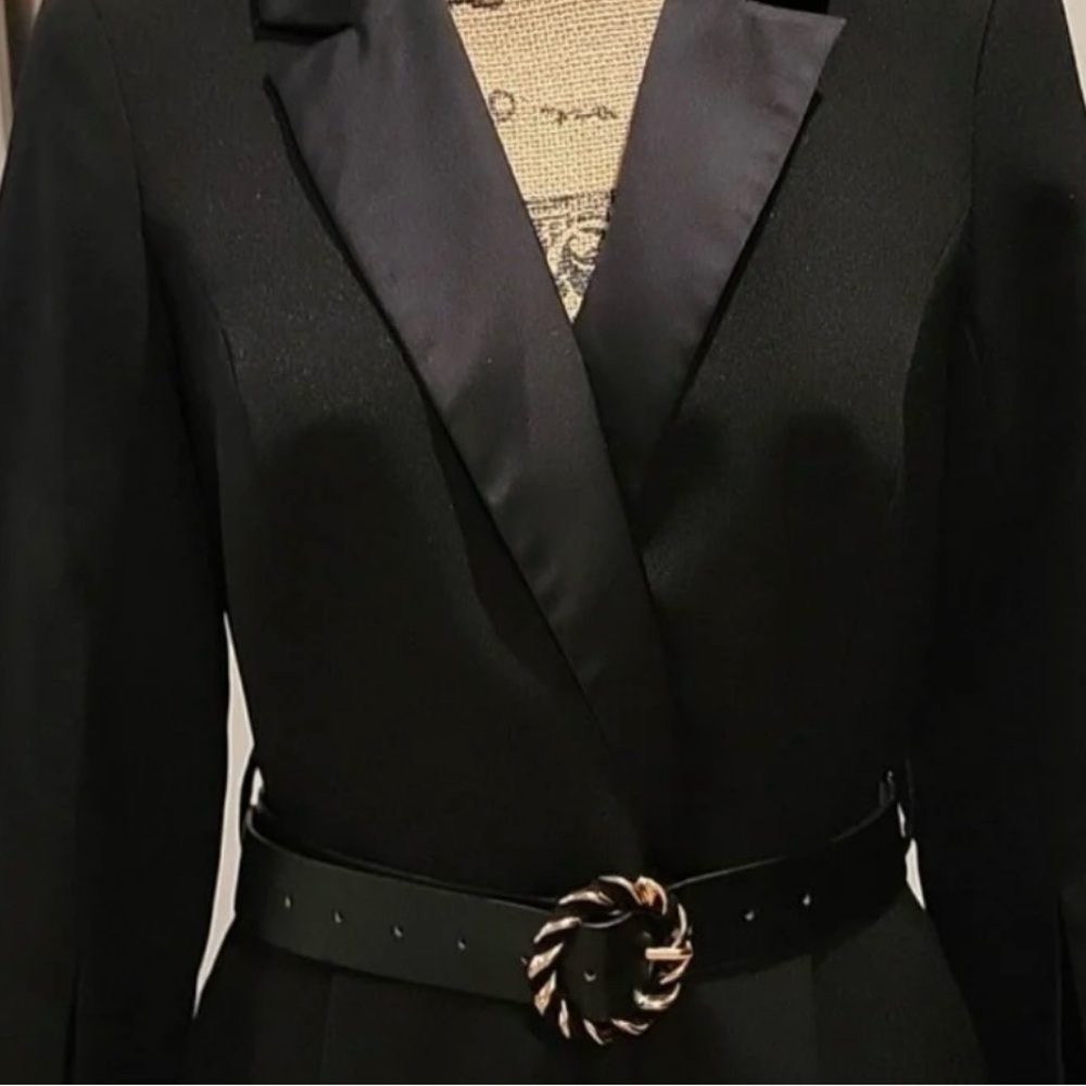 Express Elegant Black Jumpsuit with Belt - Picture 3 of 6